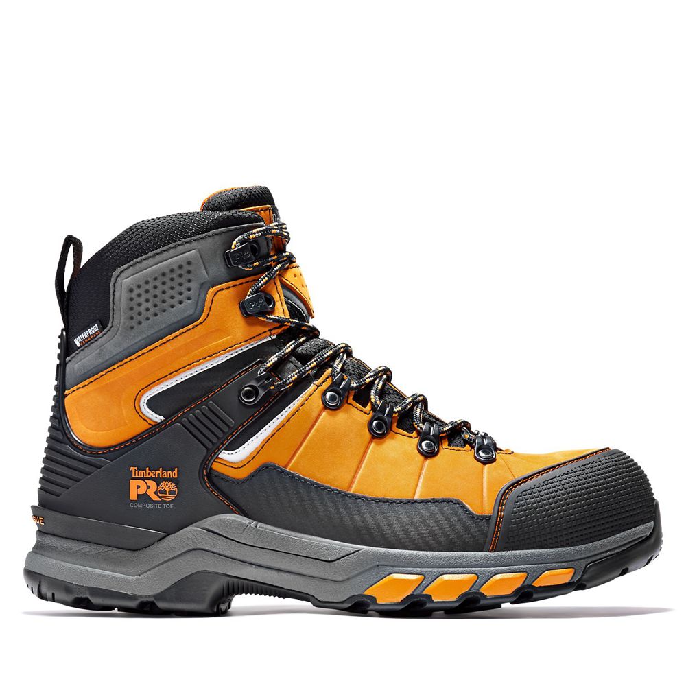 Timberland Mens Work Boots PRO® Hypercharge TRD Waterproof Composite-Toe - Orange/Black - India GD03